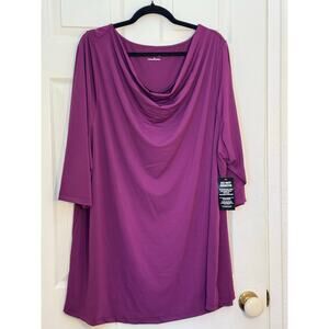 Catherines Cowl Neck Tunic Top – Berry Purple – 2X – NWT